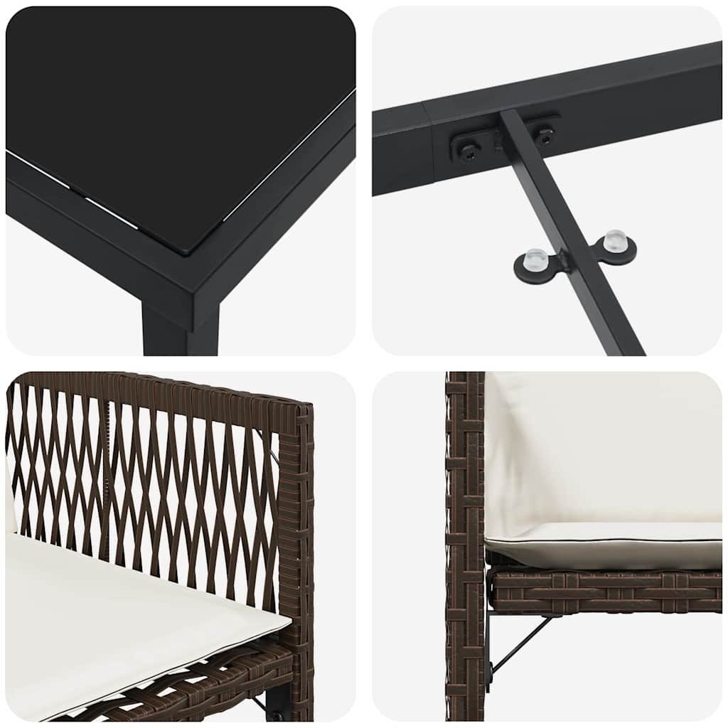 Set da Pranzo per Giardino 5 pcs Marrone polyrattan - homemem39