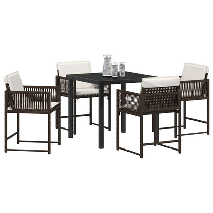Set da Pranzo per Giardino 5 pcs Marrone polyrattan - homemem39