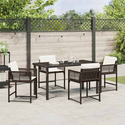 Set da Pranzo per Giardino 5 pcs Marrone polyrattan - homemem39