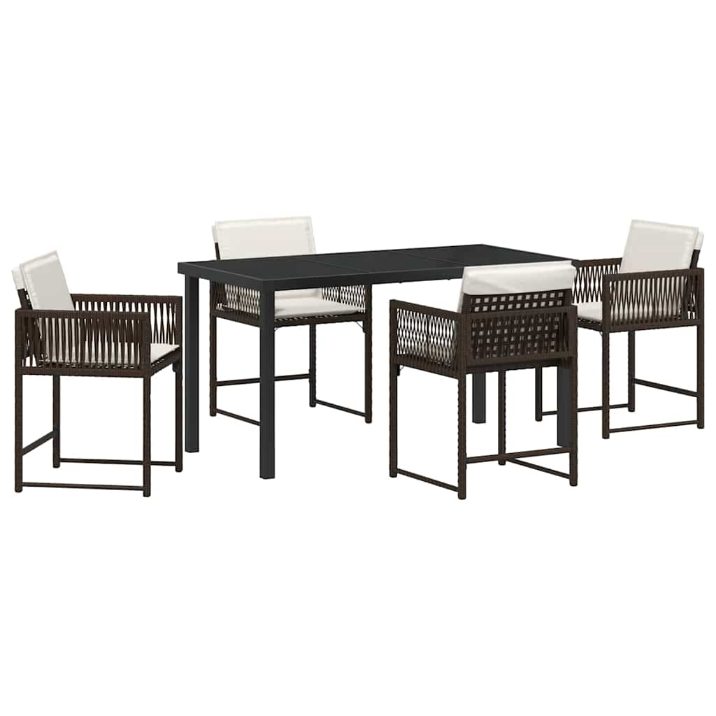 Set da Pranzo per Giardino 5 pcs Marrone polyrattan - homemem39