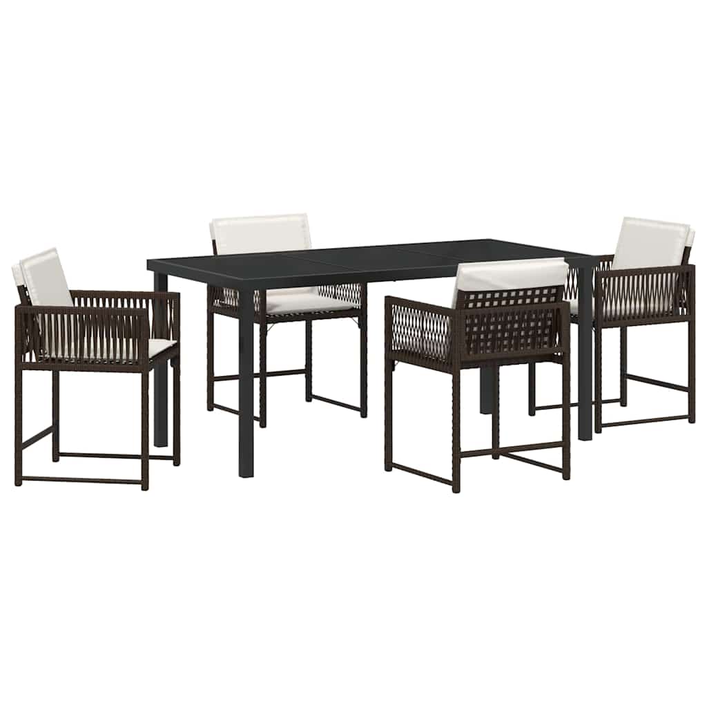 Set da Pranzo per Giardino 5 pcs Marrone polyrattan - homemem39