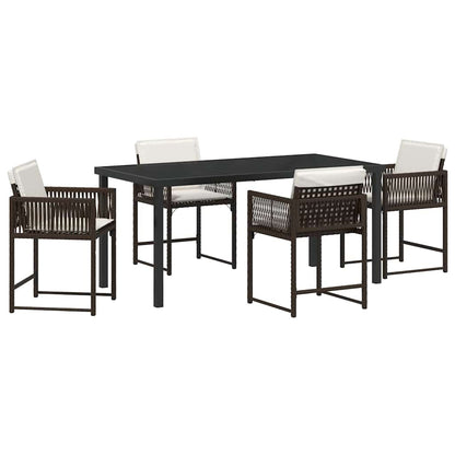 Set da Pranzo per Giardino 5 pcs Marrone polyrattan - homemem39