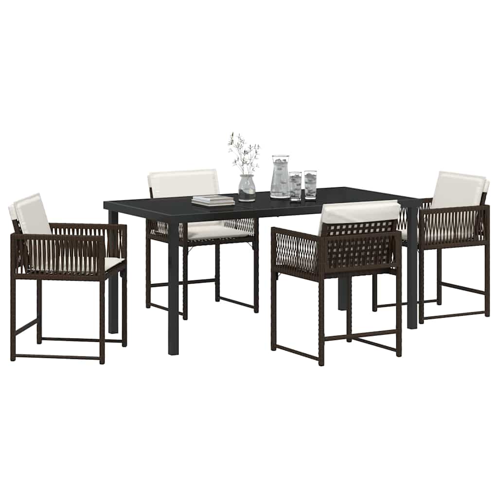 Set da Pranzo per Giardino 5 pcs Marrone polyrattan - homemem39
