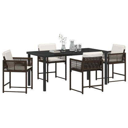 Set da Pranzo per Giardino 5 pcs Marrone polyrattan - homemem39