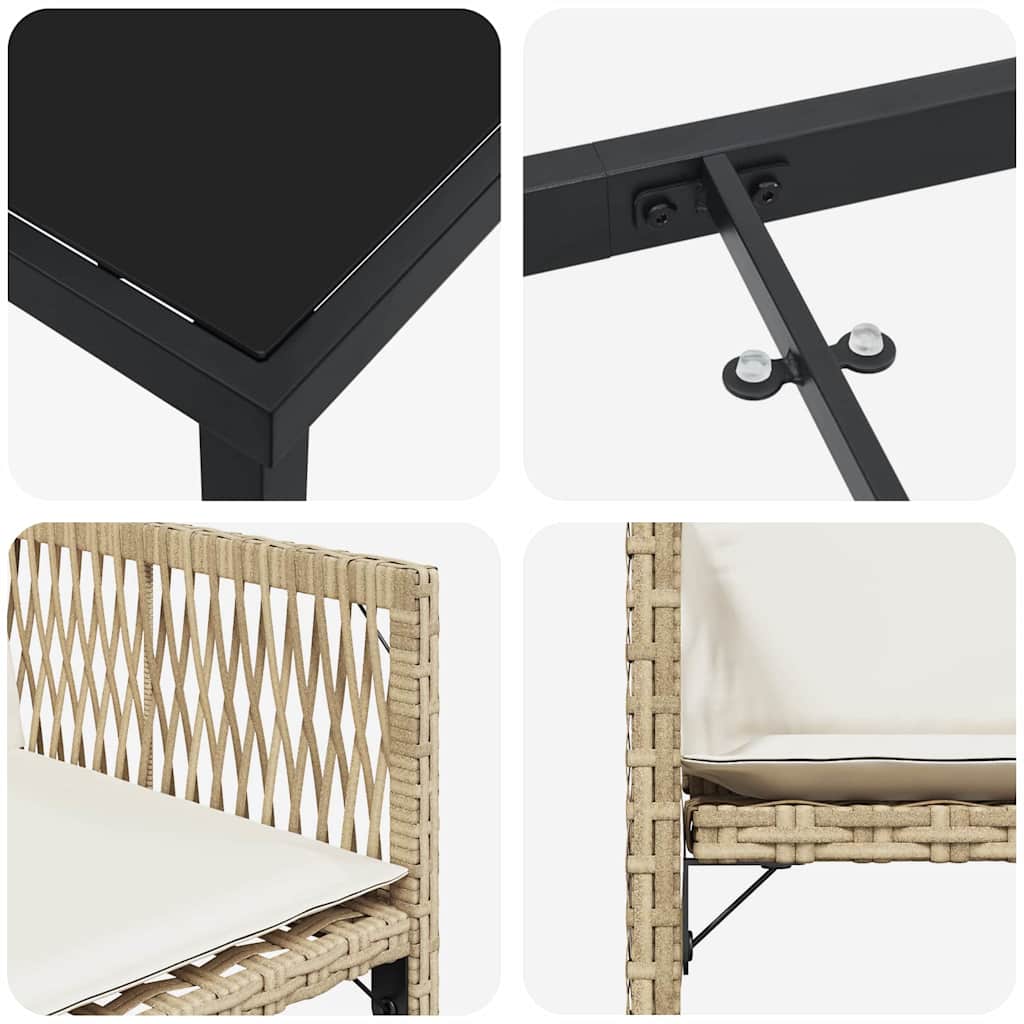 Set da Pranzo per Giardino 5 pcs Beige polyrattan - homemem39