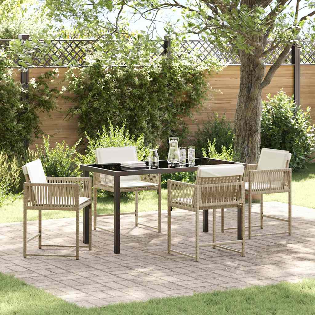 Set da Pranzo per Giardino 5 pcs Beige polyrattan - homemem39