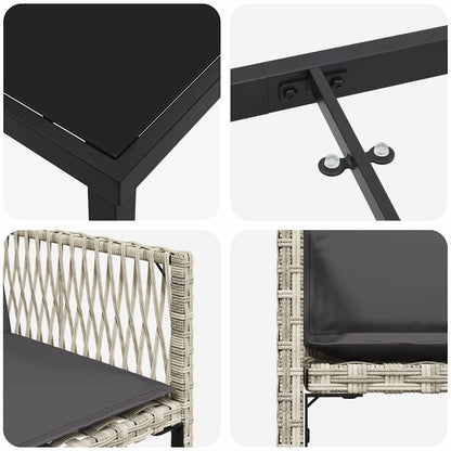 Set da Pranzo per Giardino 5 pcs Grigio chiaro polyrattan | homemem39