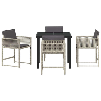 Set da Pranzo per Giardino 5 pcs Grigio chiaro polyrattan | homemem39