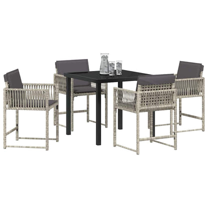 Set da Pranzo per Giardino 5 pcs Grigio chiaro polyrattan | homemem39