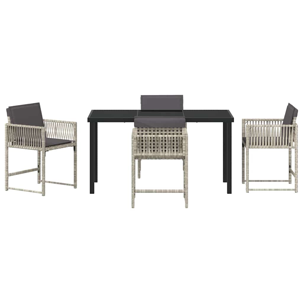 Set da Pranzo per Giardino 5 pcs Grigio chiaro polyrattan | homemem39