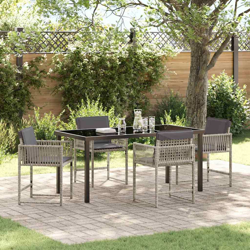 Set da Pranzo per Giardino 5 pcs Grigio chiaro polyrattan | homemem39