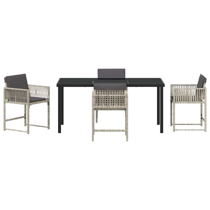 Set da Pranzo per Giardino 5 pcs Grigio chiaro polyrattan | homemem39