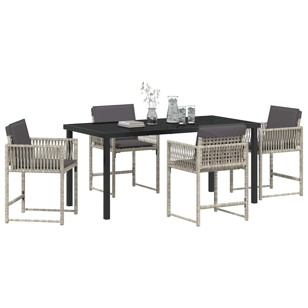 Set da Pranzo per Giardino 5 pcs Grigio chiaro polyrattan | homemem39