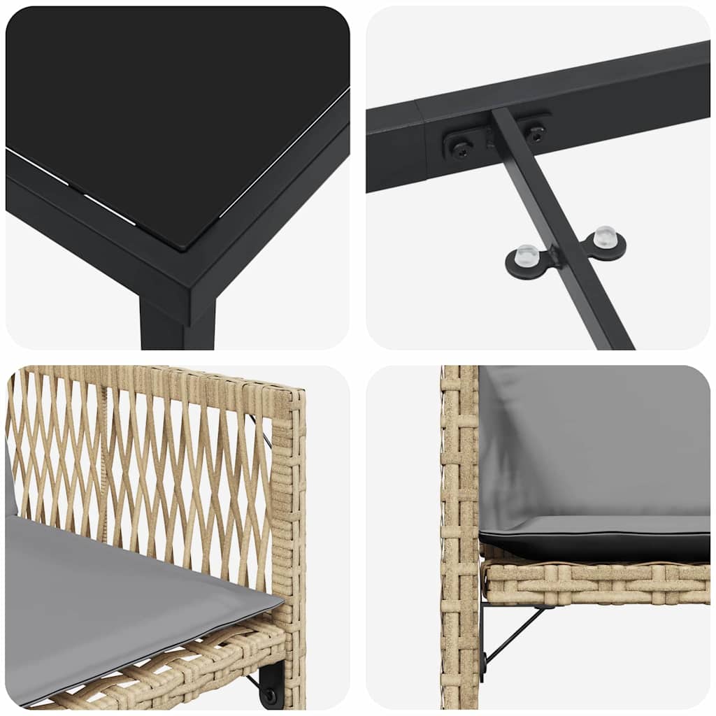 Set da Pranzo per Giardino 5 pcs Beige polyrattan - homemem39