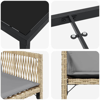 Set da Pranzo per Giardino 5 pcs Beige polyrattan - homemem39