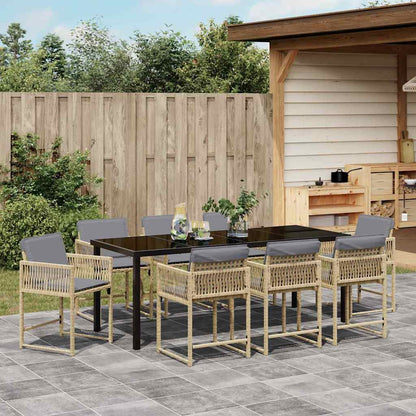 Set da Pranzo per Giardino 9 pcs Beige polyrattan | homemem39