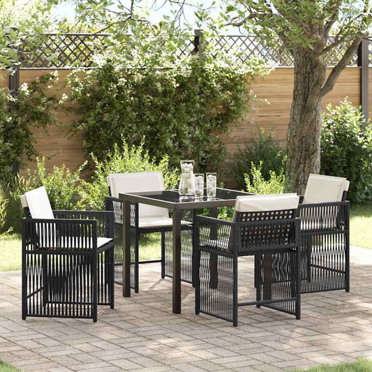 Set da Pranzo per Giardino 5 pcs Nero polyrattan - homemem39