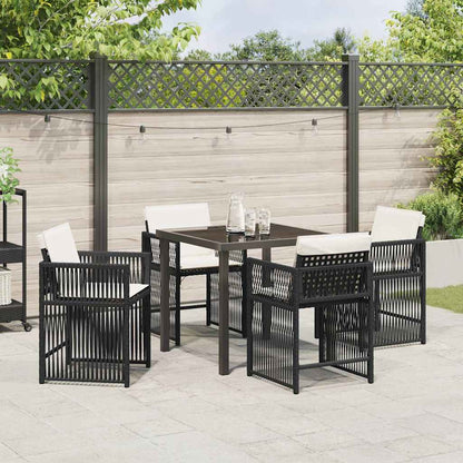 Set da Pranzo per Giardino 5 pcs Nero polyrattan - homemem39