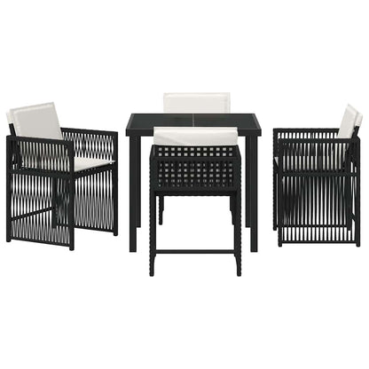 Set da Pranzo per Giardino 5 pcs Nero polyrattan - homemem39