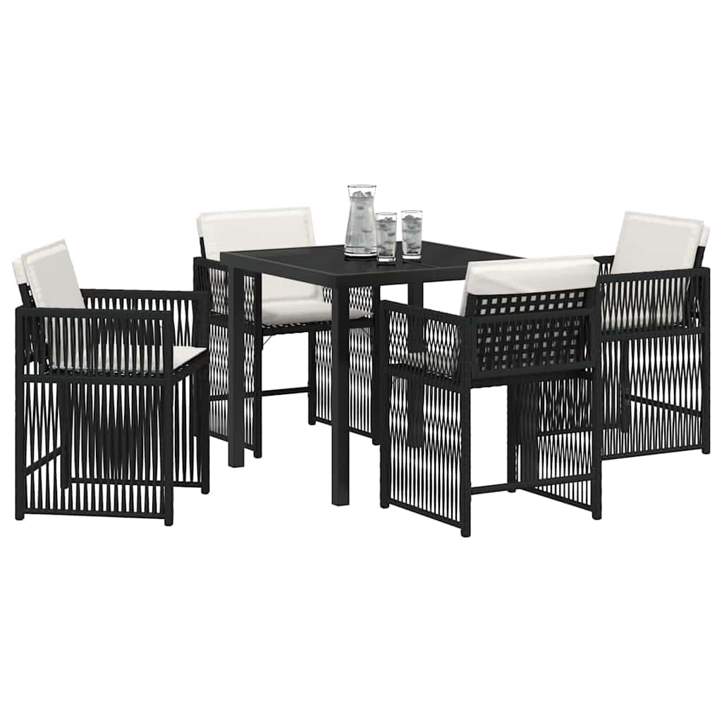 Set da Pranzo per Giardino 5 pcs Nero polyrattan - homemem39