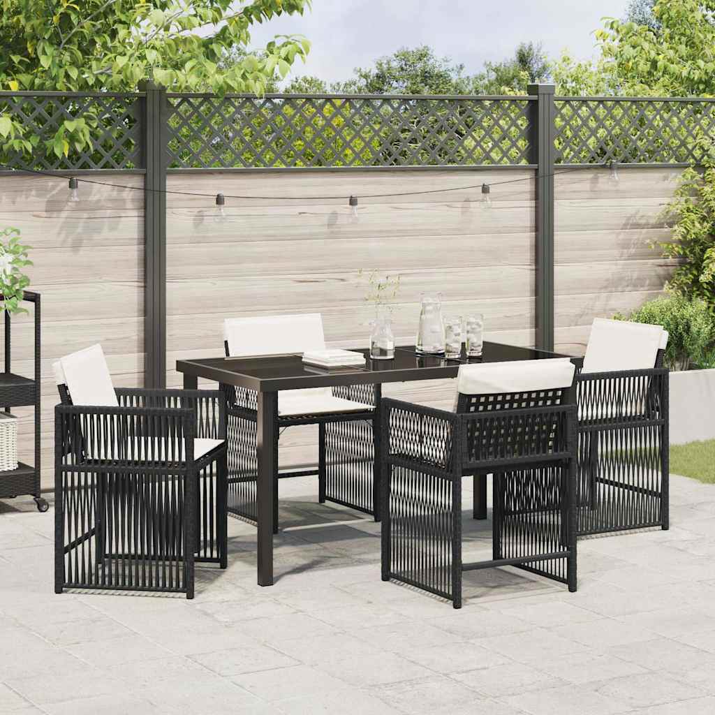 Set da Pranzo per Giardino 5 pcs Nero polyrattan - homemem39
