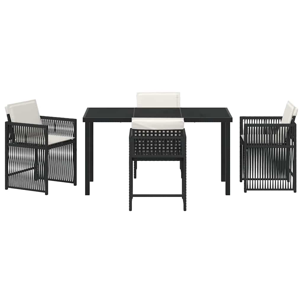 Set da Pranzo per Giardino 5 pcs Nero polyrattan - homemem39