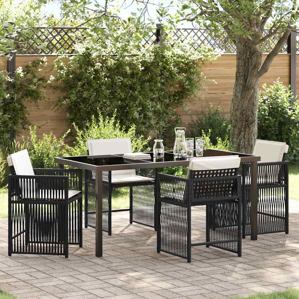 Set da Pranzo per Giardino 5 pcs Nero polyrattan - homemem39