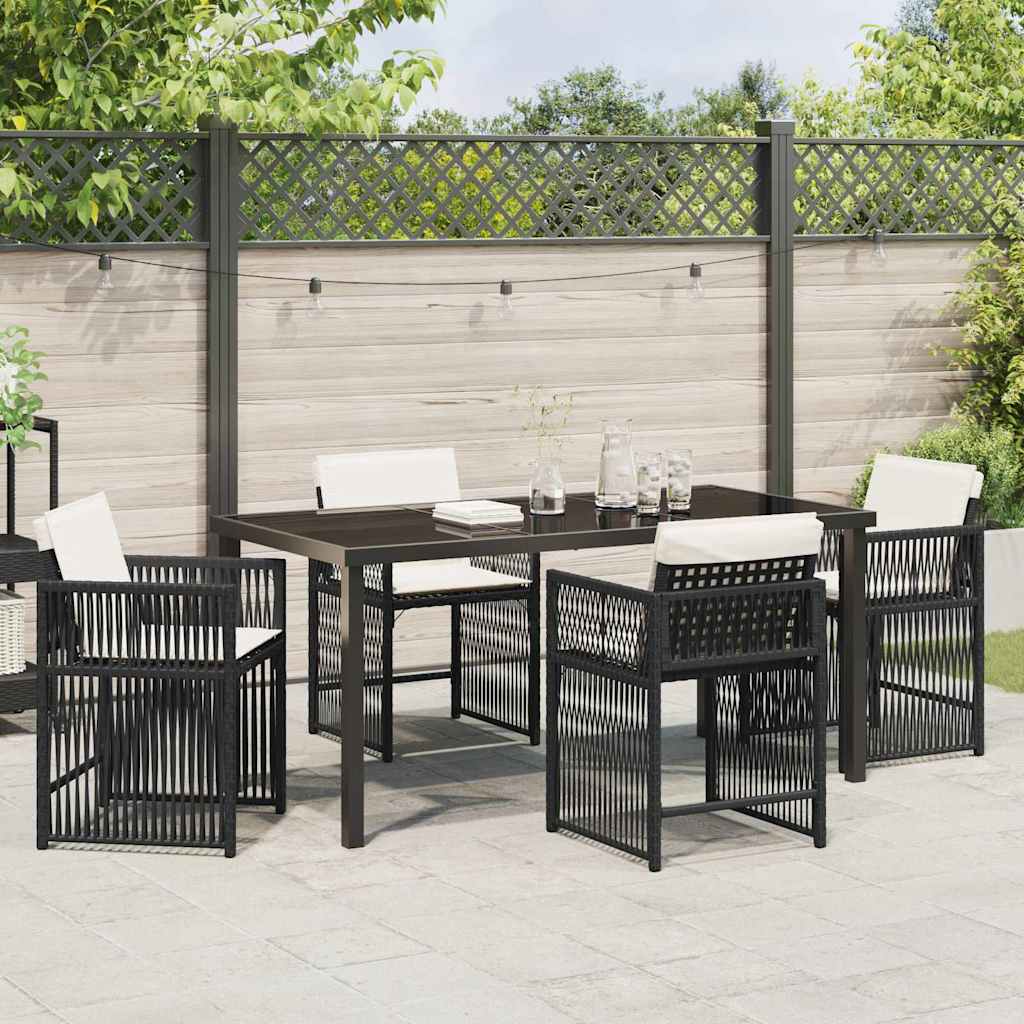 Set da Pranzo per Giardino 5 pcs Nero polyrattan - homemem39