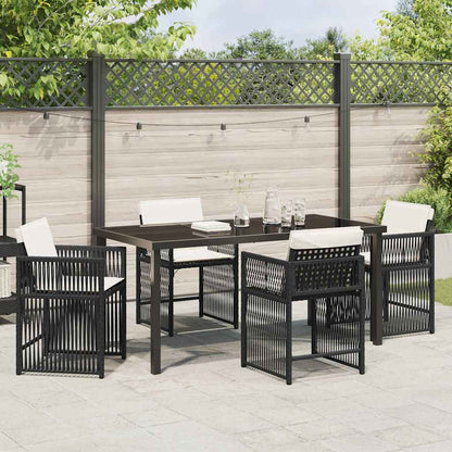 Set da Pranzo per Giardino 5 pcs Nero polyrattan - homemem39
