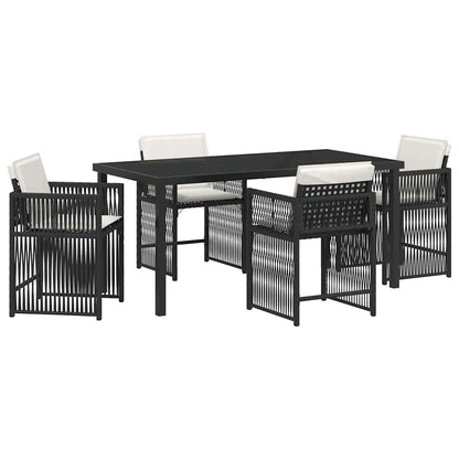 Set da Pranzo per Giardino 5 pcs Nero polyrattan - homemem39