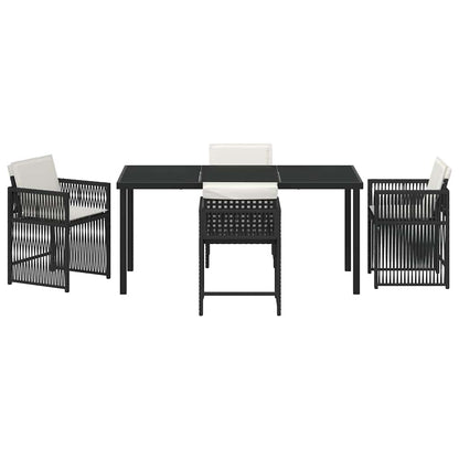 Set da Pranzo per Giardino 5 pcs Nero polyrattan - homemem39