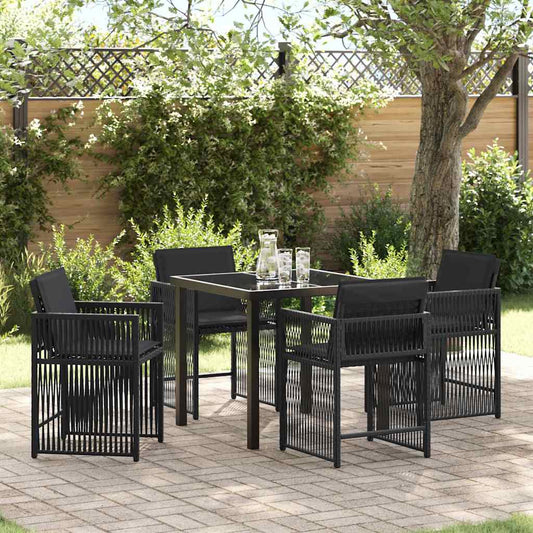 Set da Pranzo per Giardino 5 pcs Nero polyrattan - homemem39