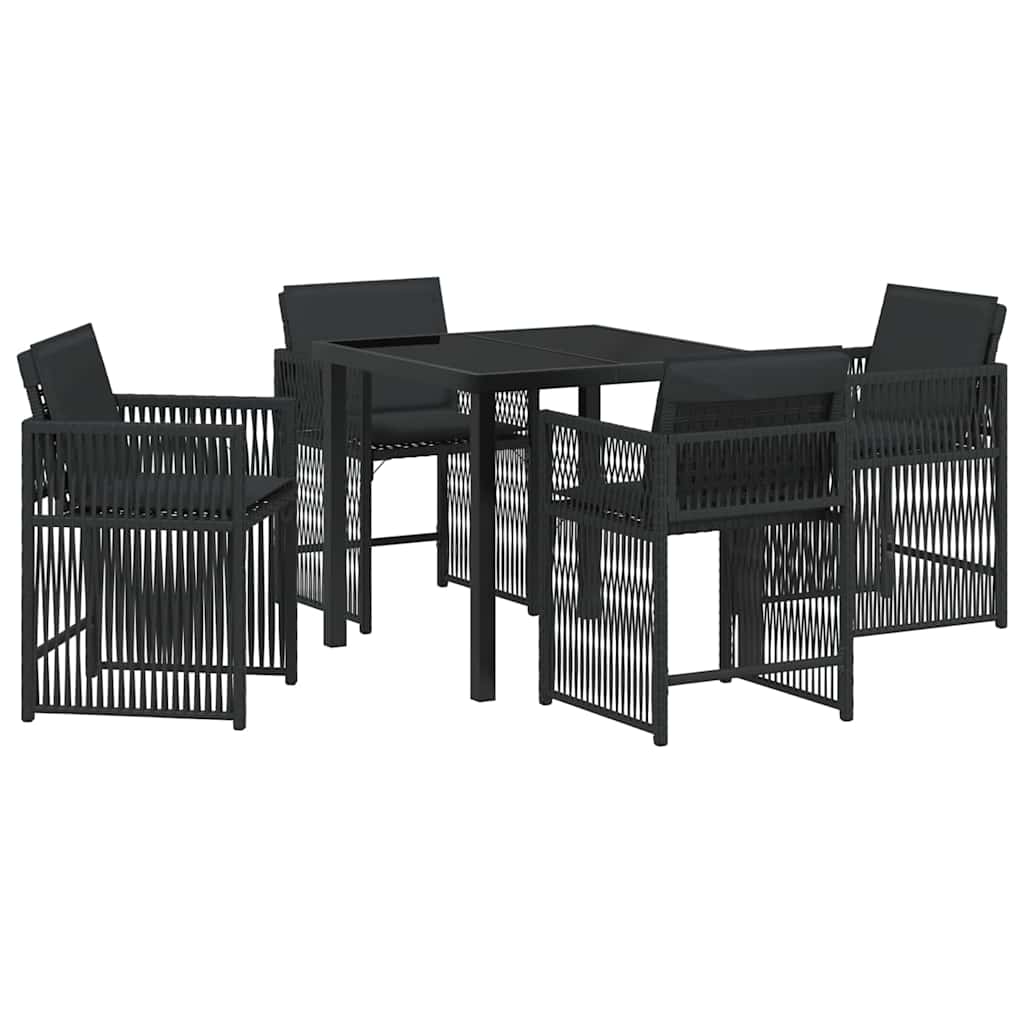 Set da Pranzo per Giardino 5 pcs Nero polyrattan - homemem39