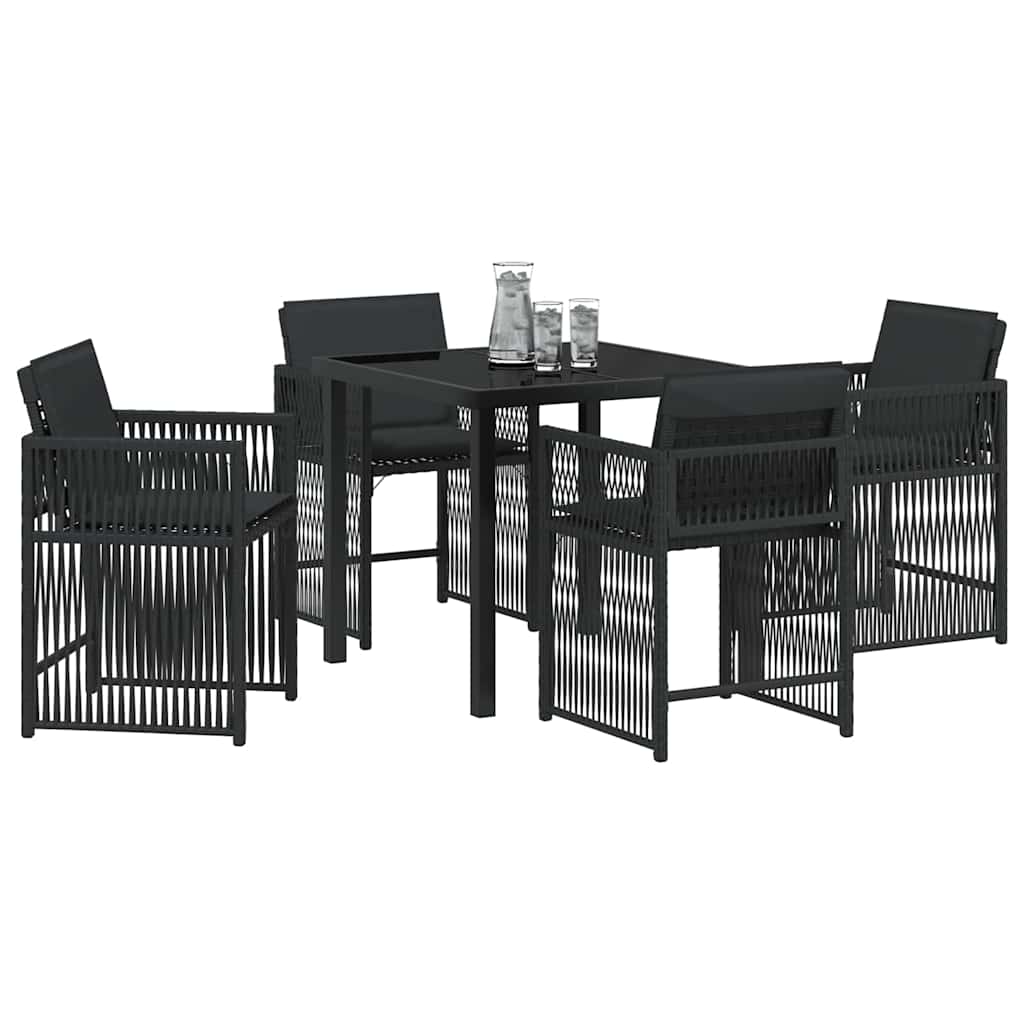 Set da Pranzo per Giardino 5 pcs Nero polyrattan - homemem39