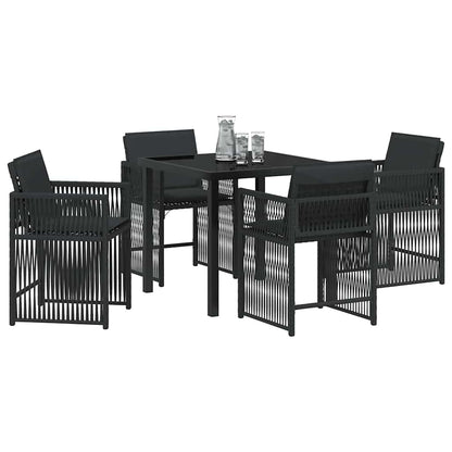 Set da Pranzo per Giardino 5 pcs Nero polyrattan - homemem39