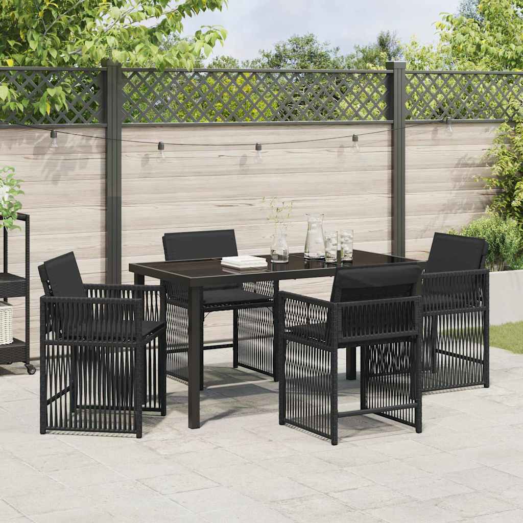 Set da Pranzo per Giardino 5 pcs Nero polyrattan - homemem39