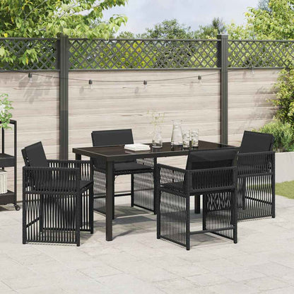 Set da Pranzo per Giardino 5 pcs Nero polyrattan - homemem39