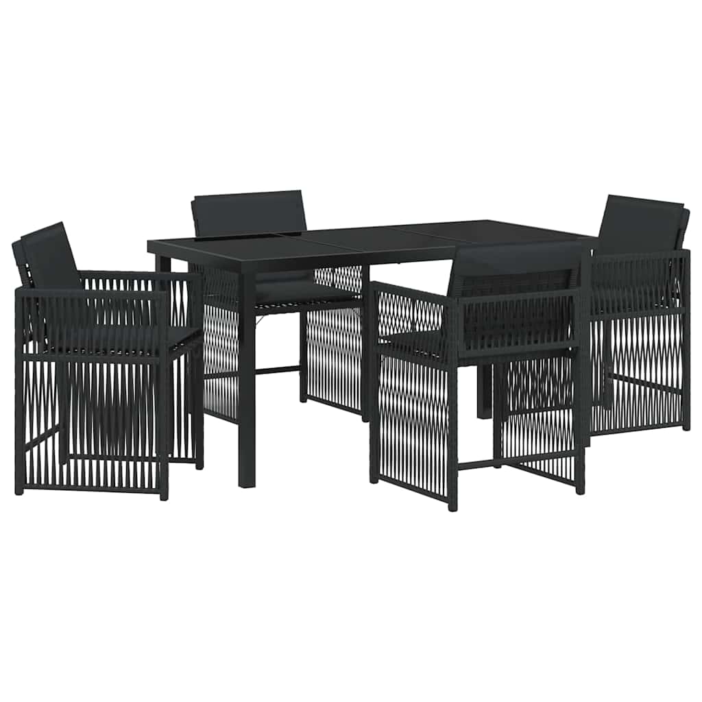 Set da Pranzo per Giardino 5 pcs Nero polyrattan - homemem39