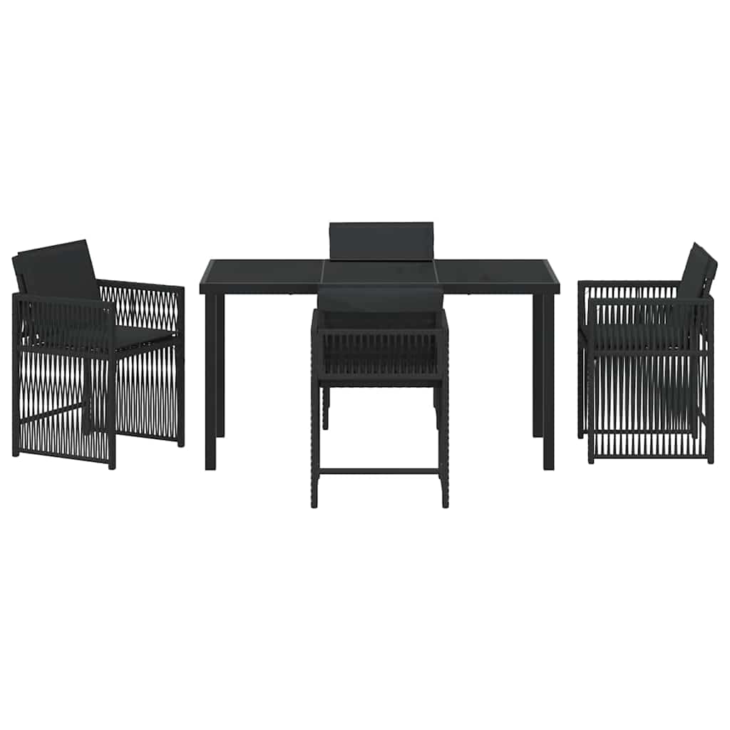 Set da Pranzo per Giardino 5 pcs Nero polyrattan - homemem39