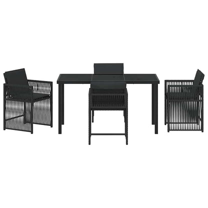 Set da Pranzo per Giardino 5 pcs Nero polyrattan - homemem39