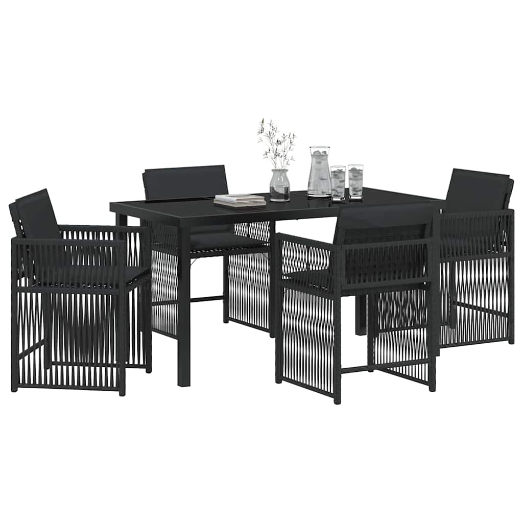 Set da Pranzo per Giardino 5 pcs Nero polyrattan - homemem39