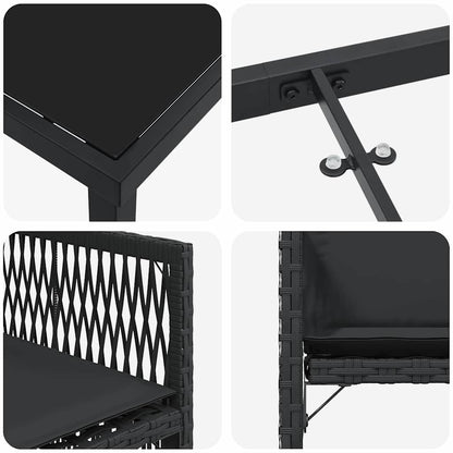 Set da Pranzo per Giardino 5 pcs Nero polyrattan - homemem39