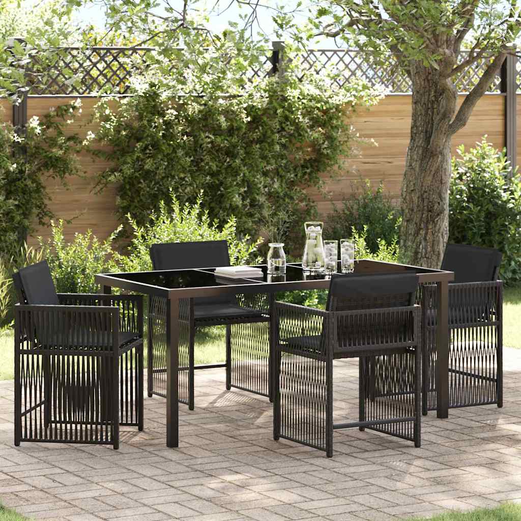 Set da Pranzo per Giardino 5 pcs Nero polyrattan - homemem39