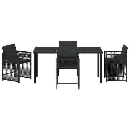 Set da Pranzo per Giardino 5 pcs Nero polyrattan - homemem39