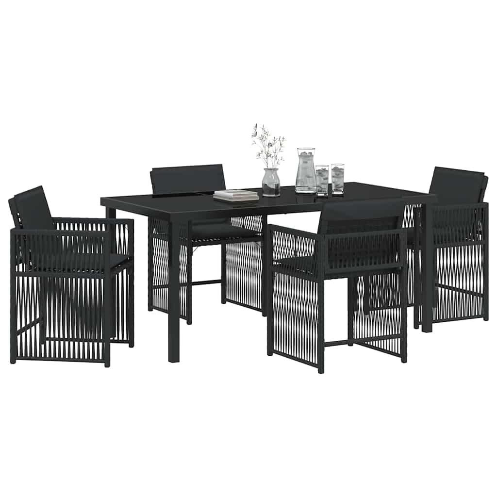 Set da Pranzo per Giardino 5 pcs Nero polyrattan - homemem39