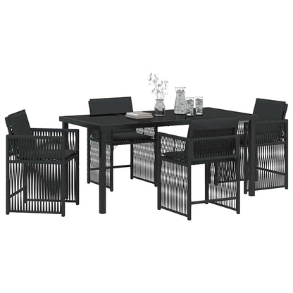 Set da Pranzo per Giardino 5 pcs Nero polyrattan - homemem39