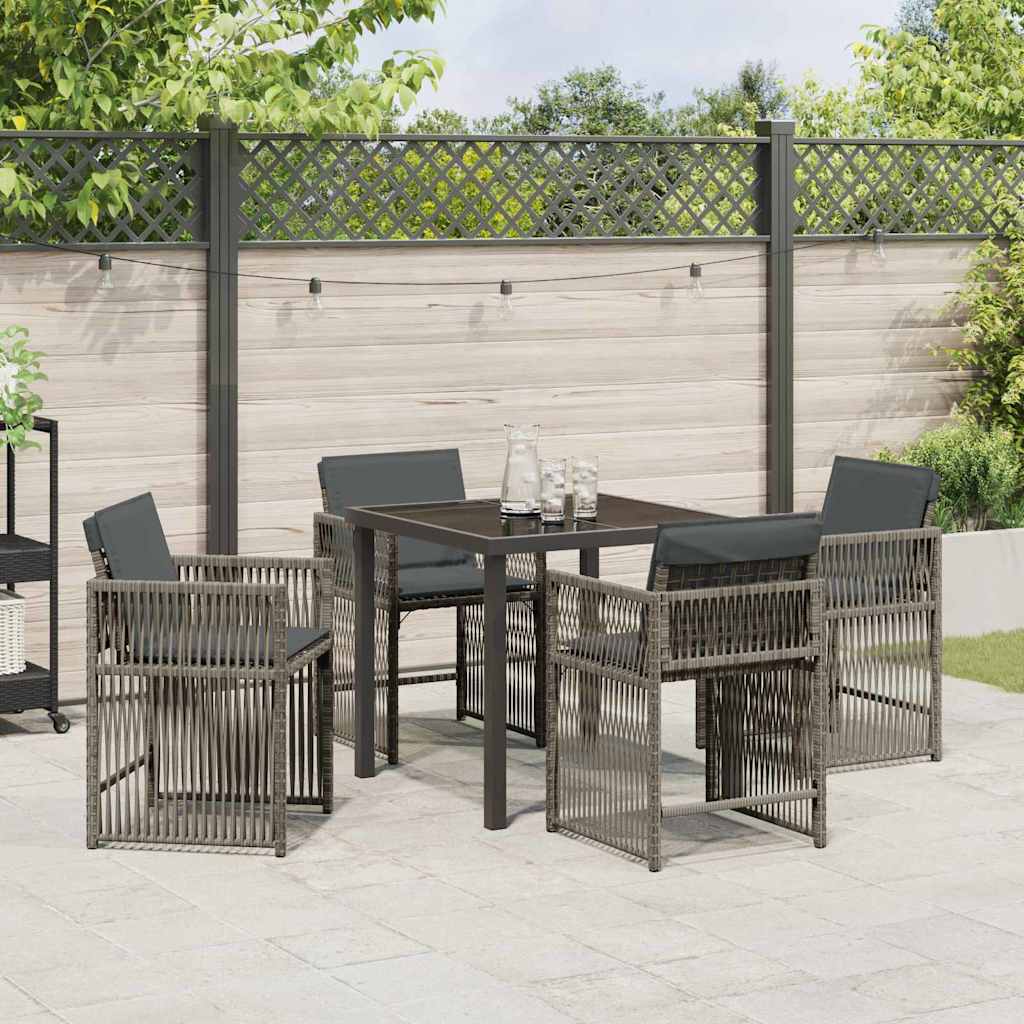 Set da Pranzo per Giardino 5 pcs Grigio polyrattan - homemem39