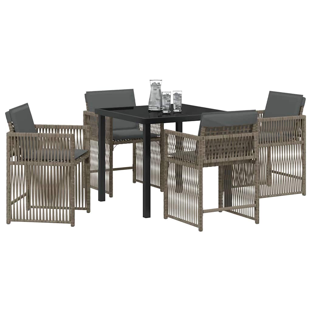 Set da Pranzo per Giardino 5 pcs Grigio polyrattan - homemem39