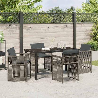 Set da Pranzo per Giardino 5 pcs Grigio polyrattan - homemem39