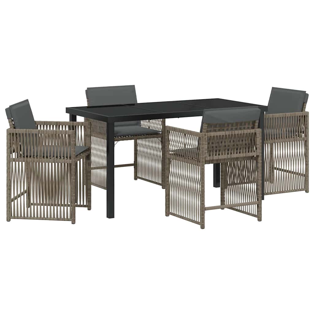 Set da Pranzo per Giardino 5 pcs Grigio polyrattan - homemem39